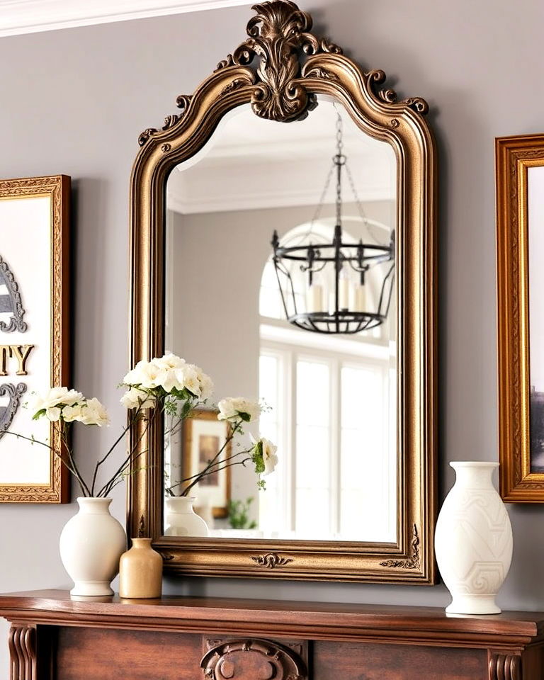 timeless antique mirror for magnolia living room - 20 Magnolia Living Room Ideas