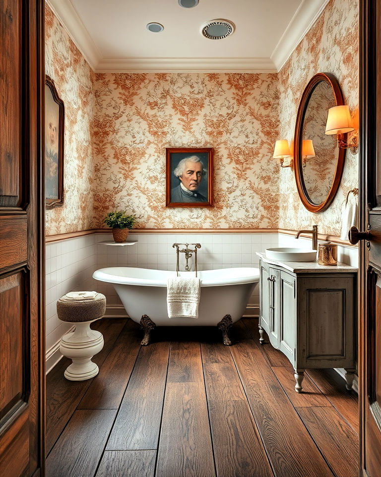 timeless antique wood flooring - 25 Ideas for Wood Floors in Bathrooms