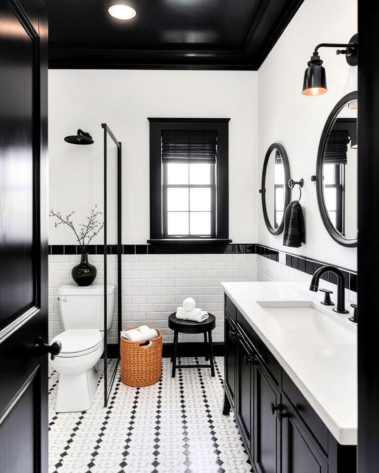 timeless black accents for contrast - 40 Primary Bathroom Ideas