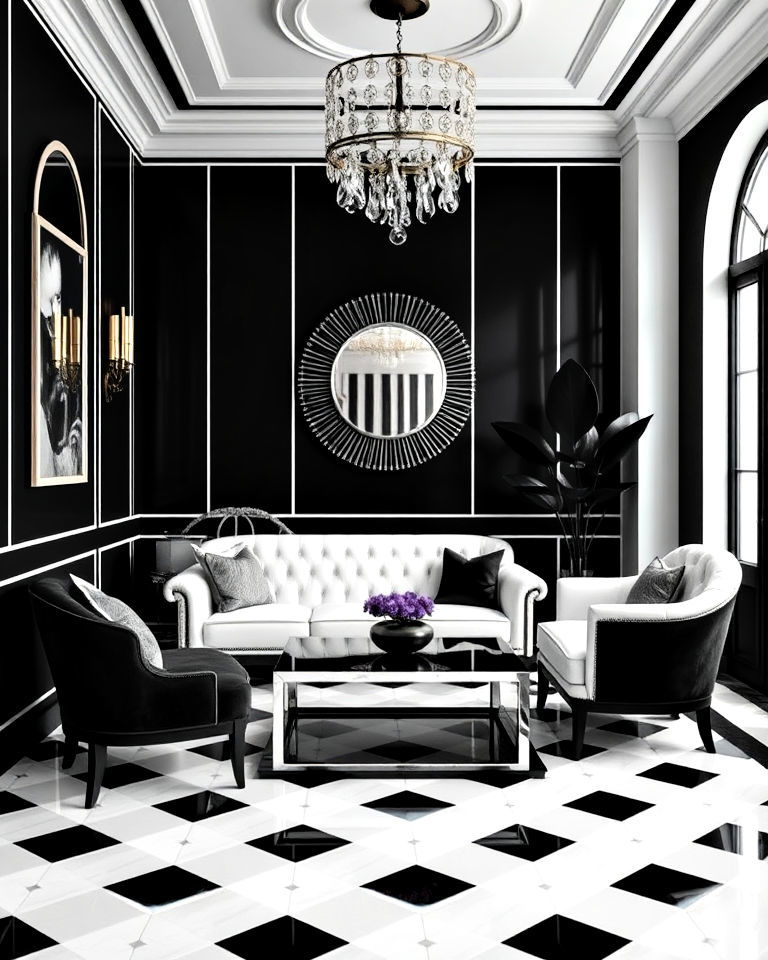 timeless black and white contrast - 30 Art Deco Interior Design Ideas
