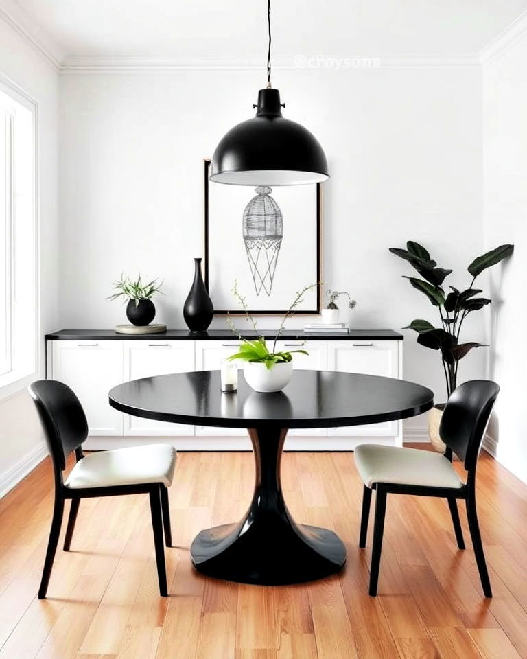 timeless black and white contrast - 20 Casual Dining Room Ideas