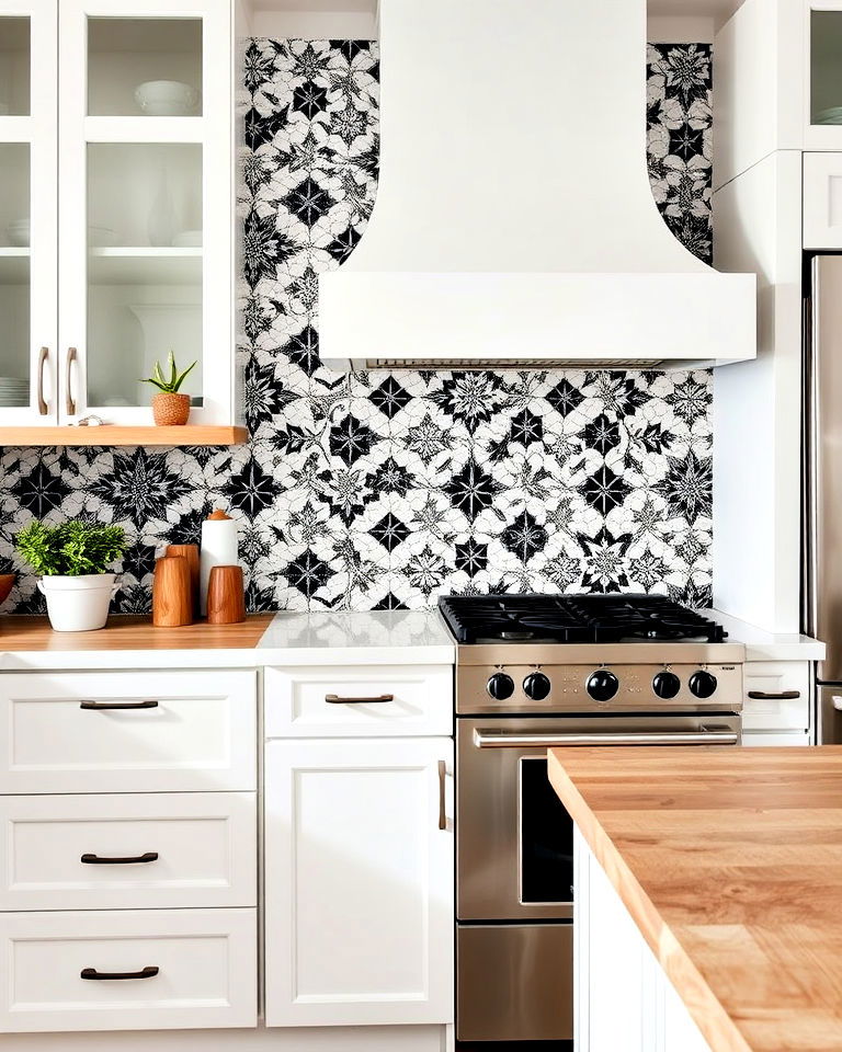 timeless black and white mosaic backsplash - 30 Kitchen With Black Backsplash