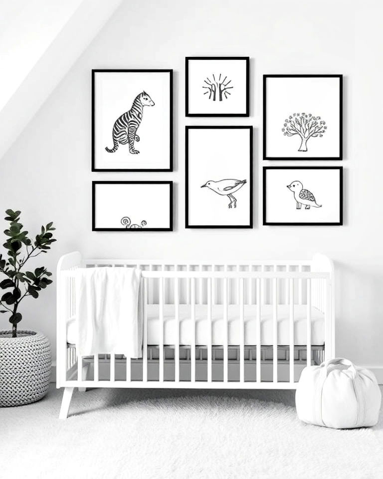 timeless black and white wall art - 25 Black Nursery Ideas