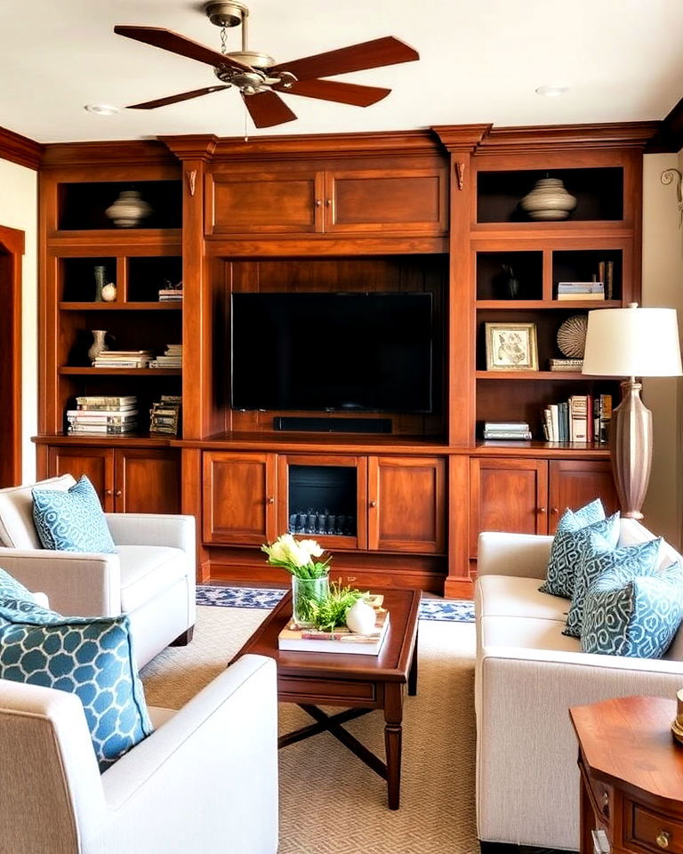 timeless built in media cabinets - 30 Craftsman Living Room Ideas