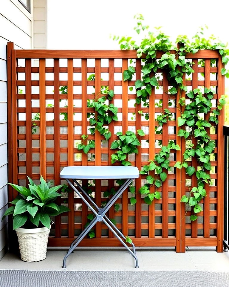 timeless charm with wooden lattice divider - 20 Balcony Divider Ideas
