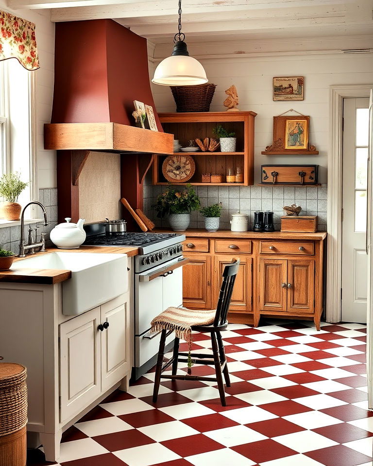 timeless charming cottage aesthetic kitchen - 25 Kitchens With Checkered Floors