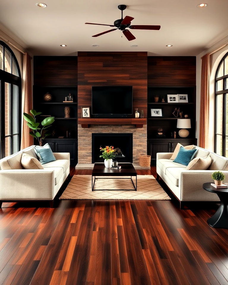 timeless dark brown hardwood floor - 30 Dark Brown Floor Living Room Ideas
