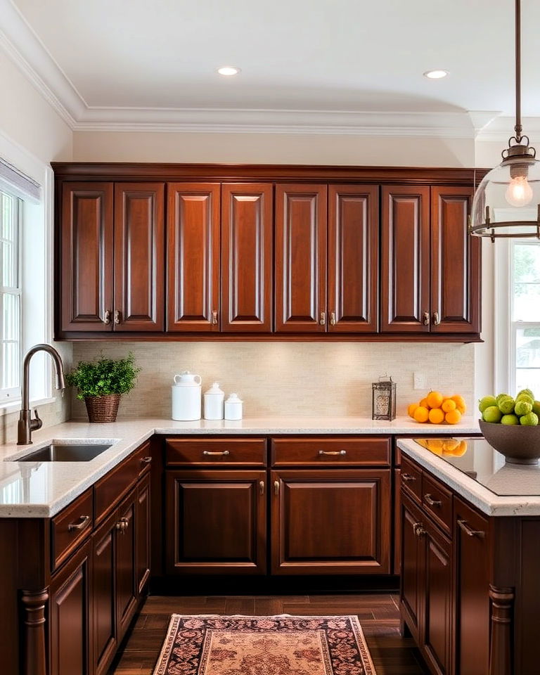 timeless dark chestnut wood cabinets - 30 Dark Wood Kitchen Cabinets