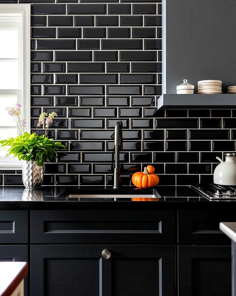timeless dark subway tiles - 25 Dark Kitchen Ideas