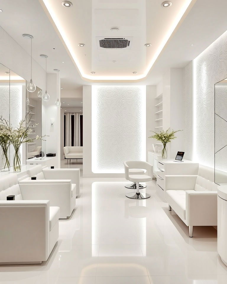 timeless elegant white oasis - 30 Nail Salon Interior Design Ideas