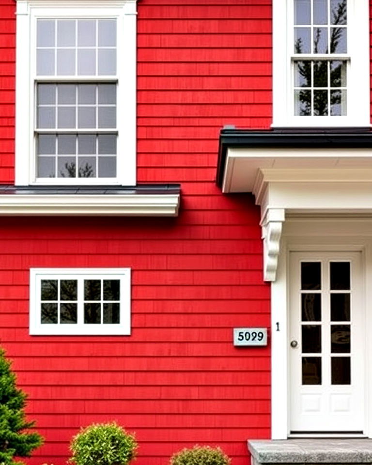 timeless exterior with brick red - 25 House Siding Colors