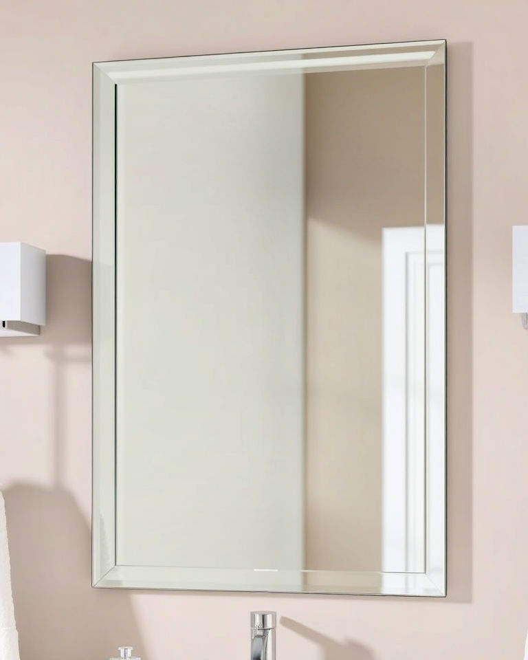 timeless frameless mirror with beveled edges - 20 Traditional Bathroom Ideas