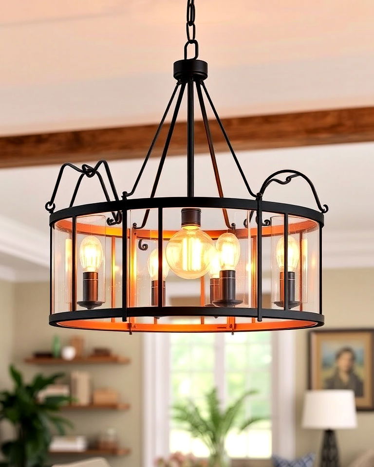 timeless lantern chandelier - 30 Living Room Chandelier Ideas
