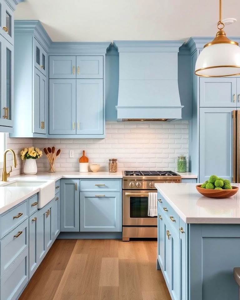 timeless light blue shaker cabinets - 20 Light Blue Kitchen Cabinets Ideas