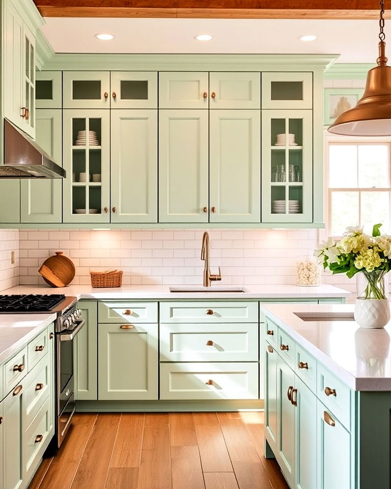 timeless mint green shaker cabinets - 30 Mint Green Kitchen Ideas