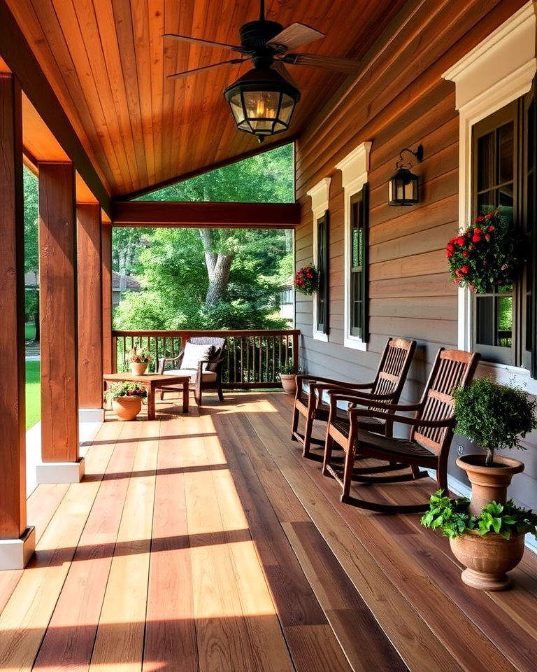 timeless natural wood floor for porch - 15 Porch Flooring Options