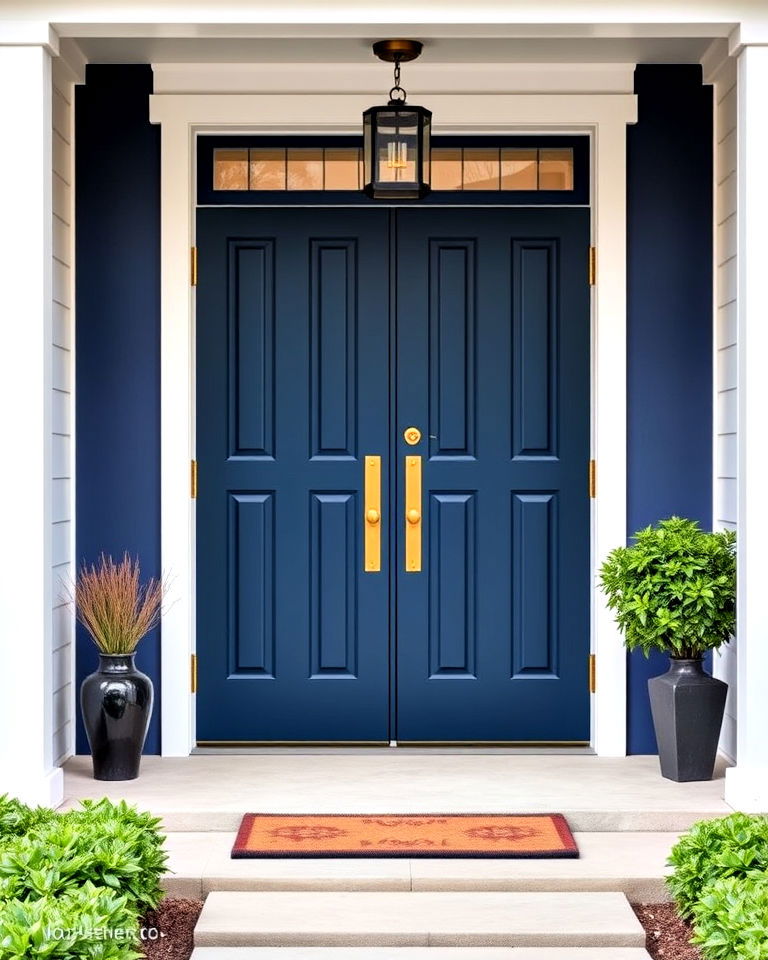 timeless navy blue color for front door - 20 Mid Century Front Door Colors