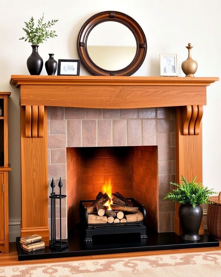 timeless oak fireplace mantel - 20 Wood Fireplace Mantel Ideas