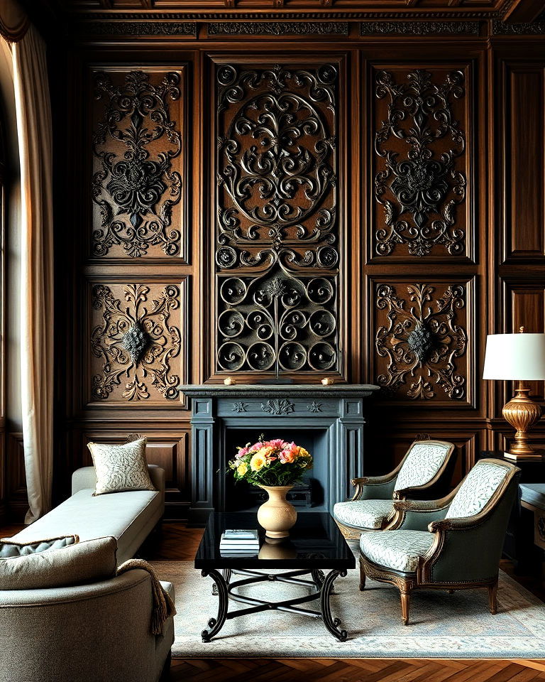 timeless ornate wood panels - 20 Castle Living Room Ideas