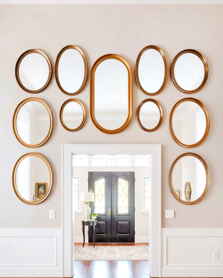 timeless oval mirrors for soft elegance - 20 Mirror Collage Wall Ideas