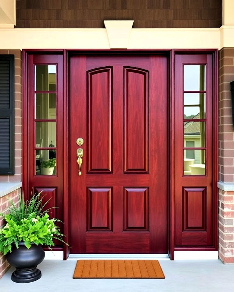 timeless rich gloss finish mahogany front door - 15 Brown Front Door Ideas