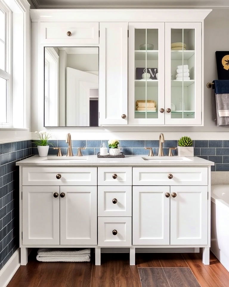 timeless shaker style cabinets for classic storage - 30 Transitional Bathroom Ideas