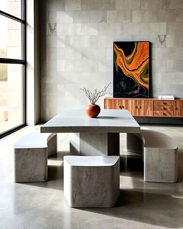 timeless statement concrete furniture - 20 Brutalism Interior Design Ideas