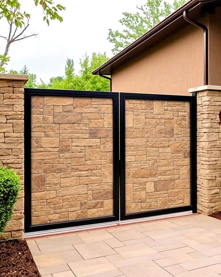 timeless stone clad sliding gate - 30 Sliding Gate Design Ideas