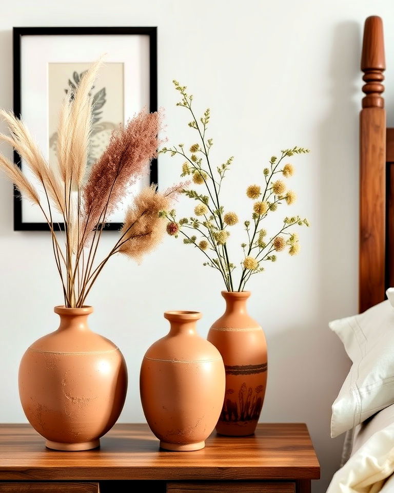 timeless terracotta decorative vases - 20 Terracotta Bedroom Ideas