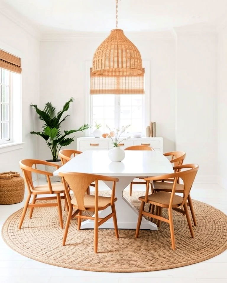 timeless white with natural accents - 30 White Dining Room Ideas