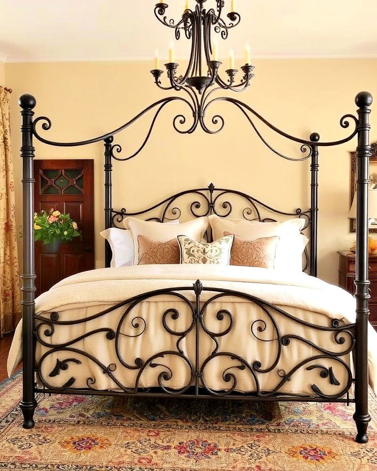 timeless wrought iron elements - 20 Tuscan Bedroom Ideas