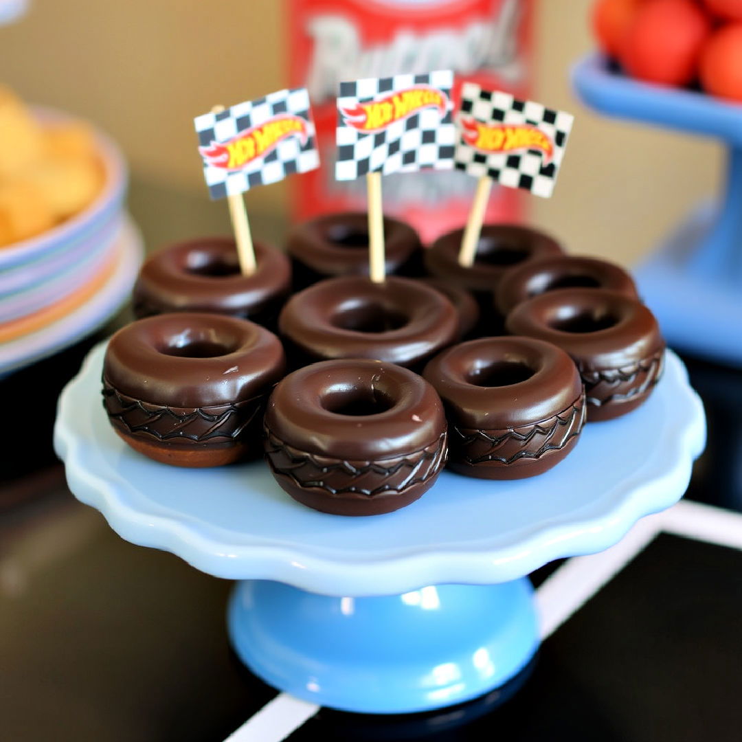 tire themed snacks for hot wheels birthday party - 25 Hot Wheels Birthday Party Ideas