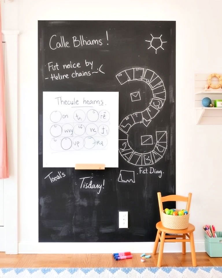 toddler room with chalkboard wall - 40 Toddler Room Ideas