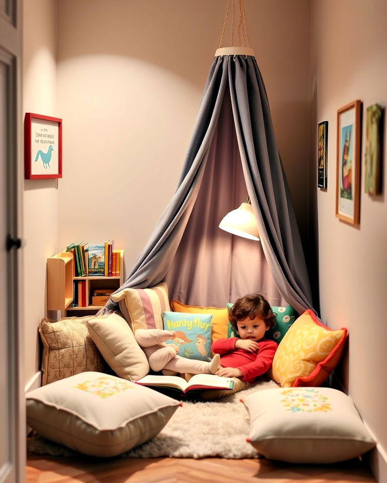 toddler room with cozy reading nook - 40 Toddler Room Ideas