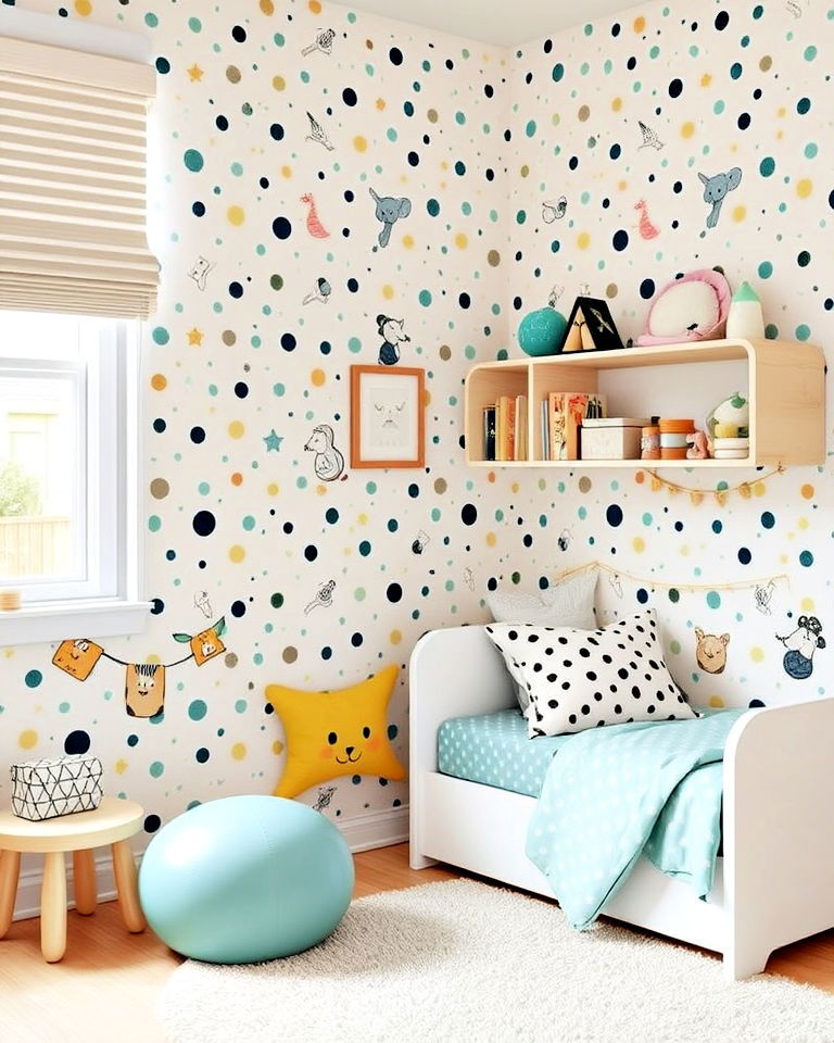 toddler room with removable wallpaper - 40 Toddler Room Ideas