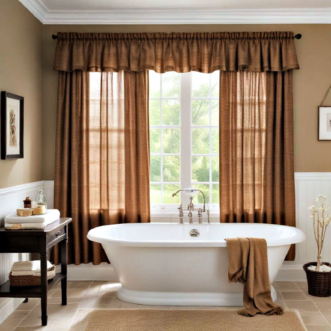 toffee colored window coverings - 25 Brown Bathroom Ideas