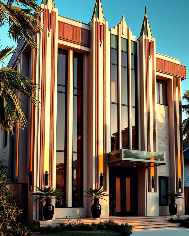 towering vertical elements for art deco exterior - 15 Art Deco House Exterior Ideas