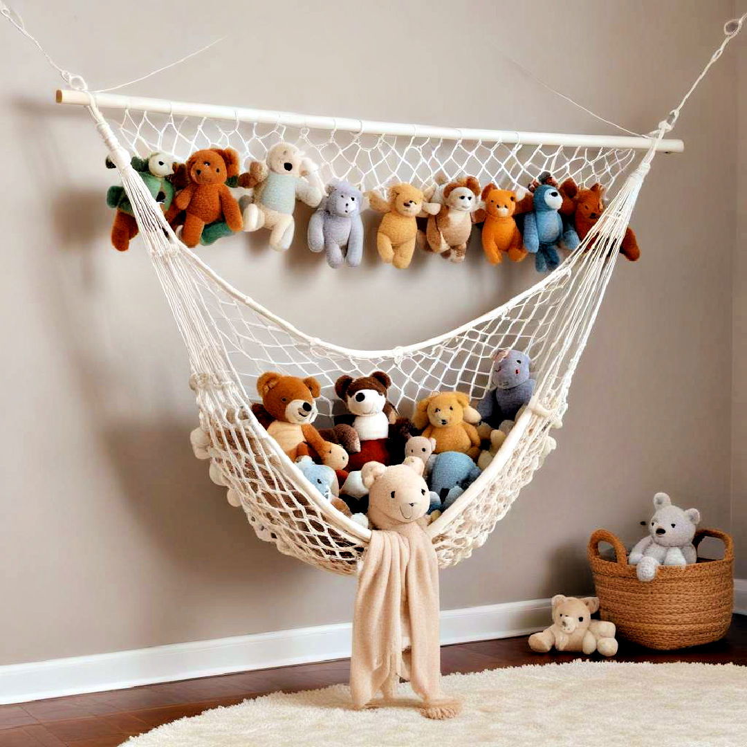 toy hammock for storage - 40 Toy Storage Ideas