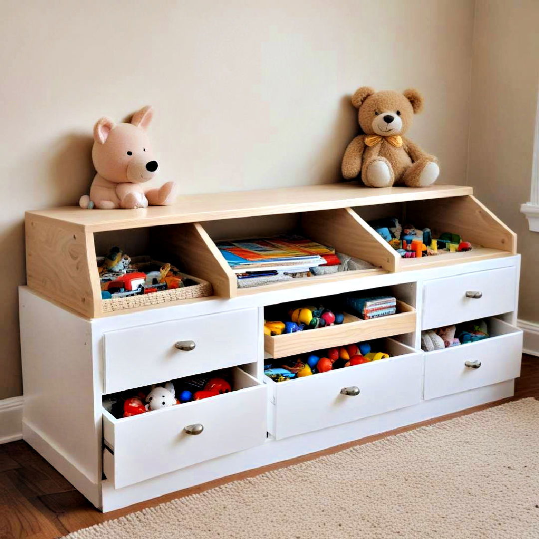 toy platform with storage underneath - 40 Toy Storage Ideas