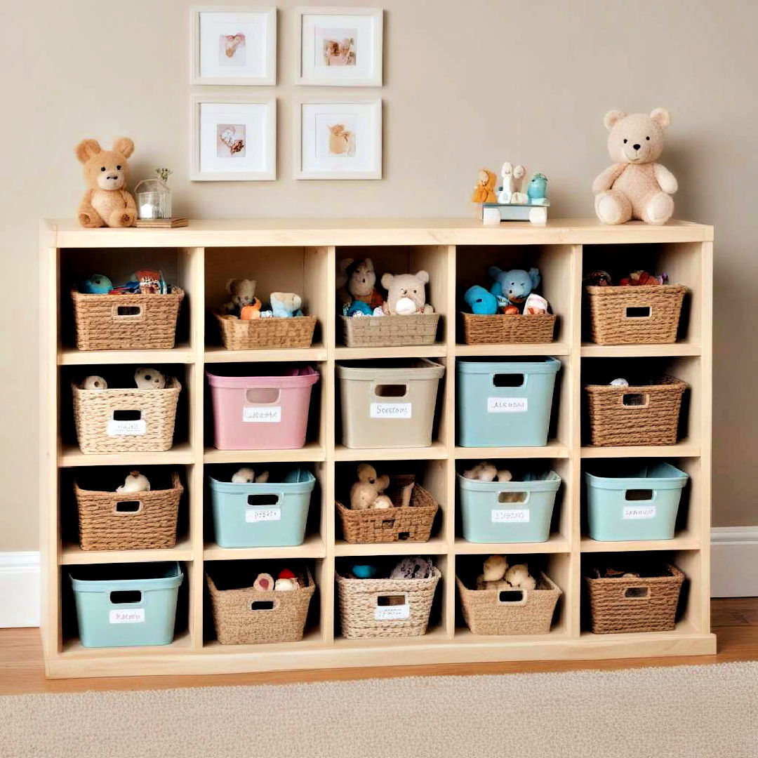 toy storage cubby with removable bins - 40 Toy Storage Ideas