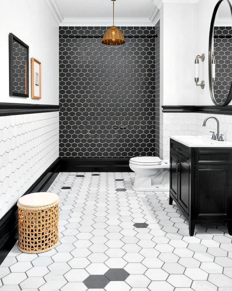 traditional bathroom with hexagonal tile flooring - 20 Traditional Bathroom Ideas