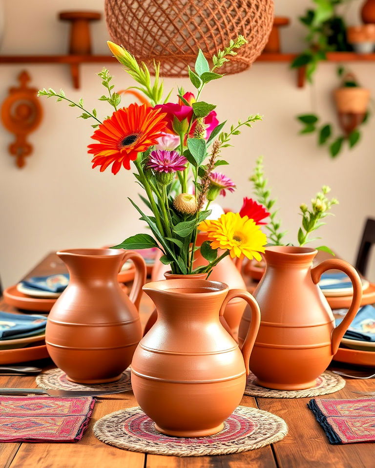 traditional clay pitchers for timeless beauty - 20 Mexican Table Decor Ideas
