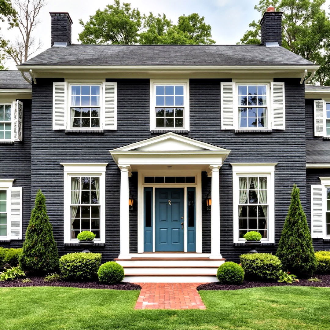 traditional colonial home with black brick exterior - 40 Black Brick House Exteriors