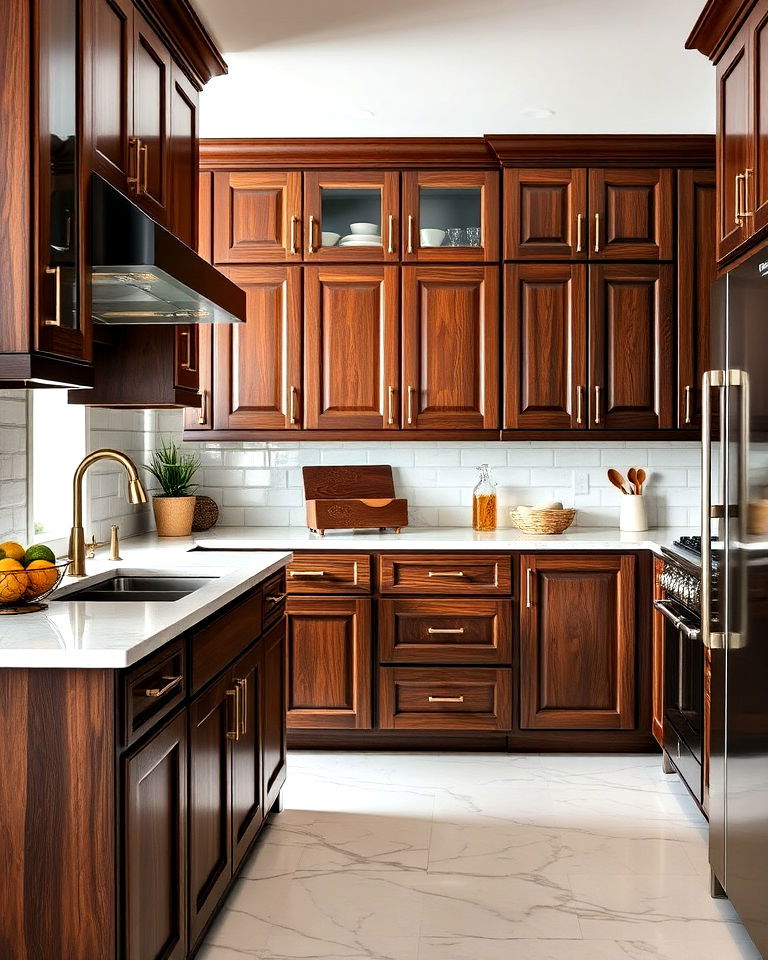 traditional dark walnut cabinets - 30 Dark Wood Kitchen Cabinets