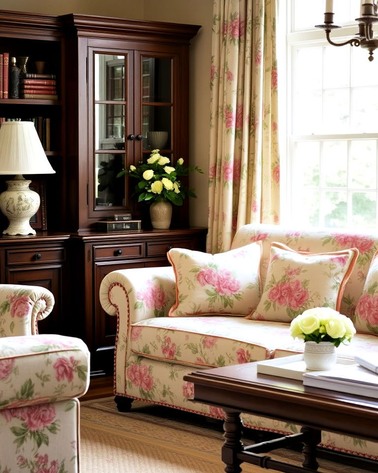 traditional interior design with floral upholstery - 30 Traditional Interior Design Ideas