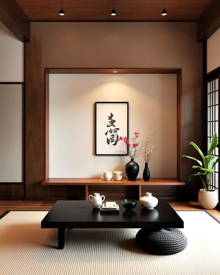 traditional japanese alcove - 25 Japanese Style Living Room Ideas