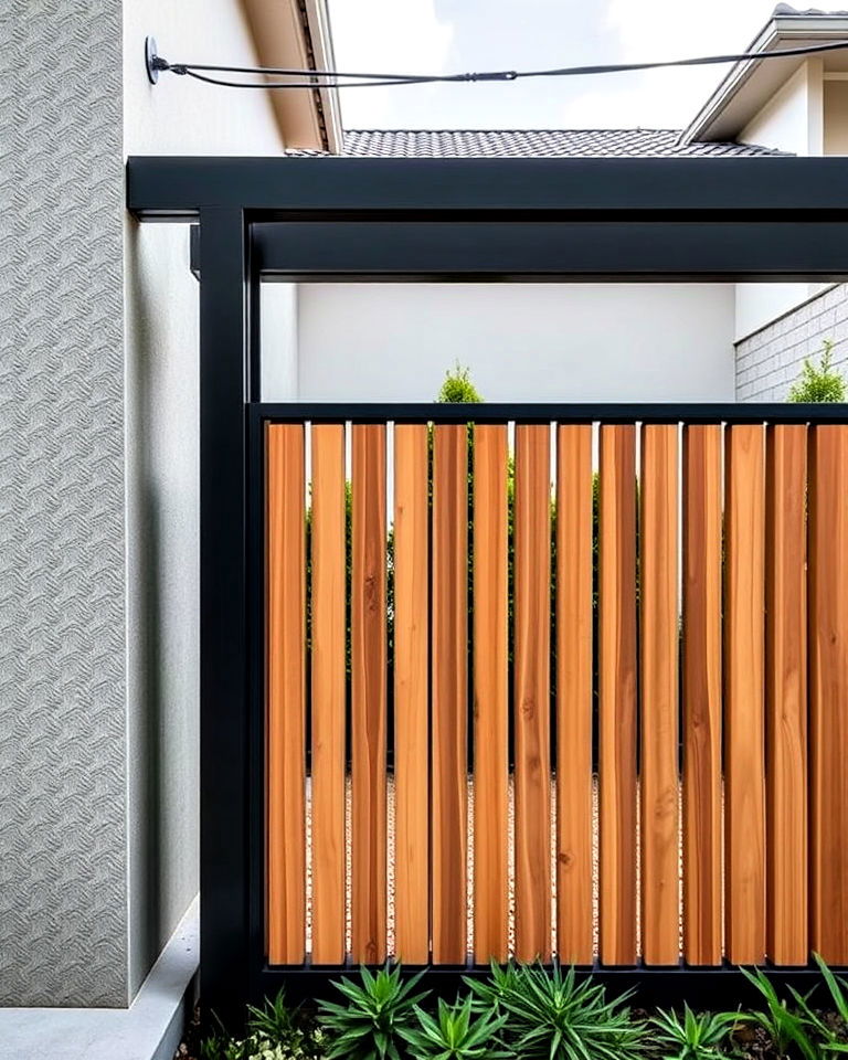 traditional japanese minimalist metal and wood fence - 40 Japanese Fence Ideas