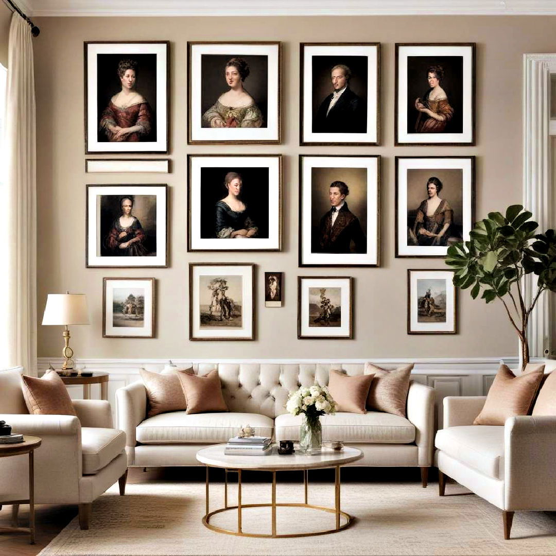 traditional living room with classic art prints - 25 Traditional Living Room Ideas