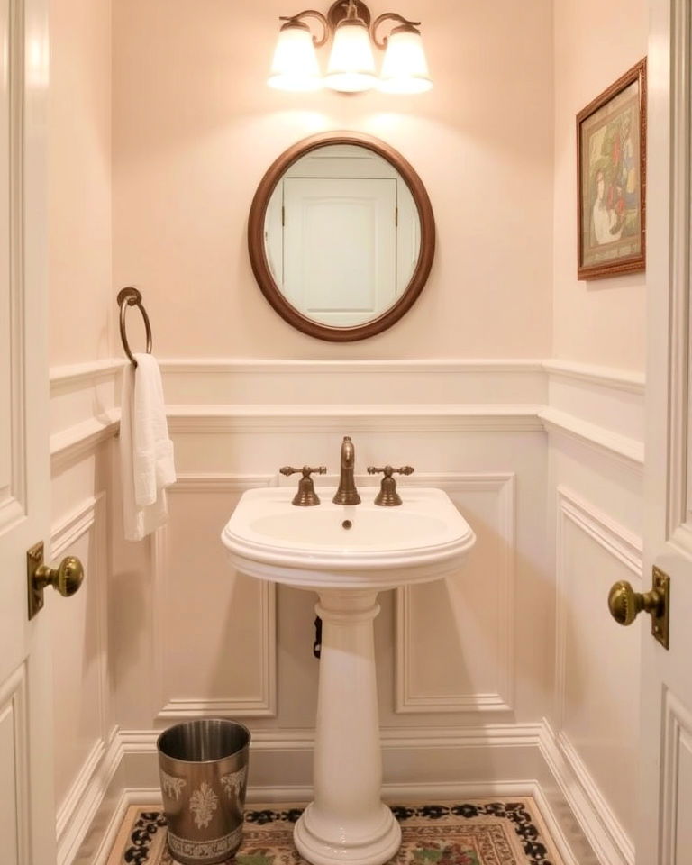 traditional raised panel wainscoting ideas - 25 Powder Room Wainscoting Ideas