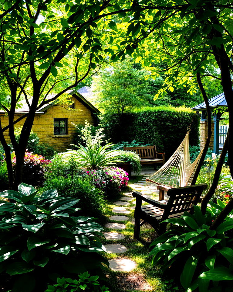 tranquil escape with shade garden - 25 Sensory Garden Ideas